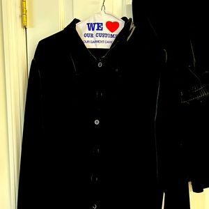 Auguste silk, 1X 90% polyester 10% spandex lined black velvet suit tunic top